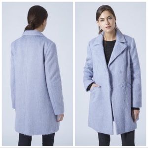 TOPSHOP Blue Fluffy Wool Blend Swing Coat